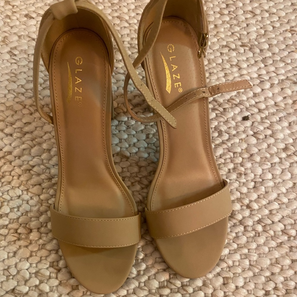 Nude block heel